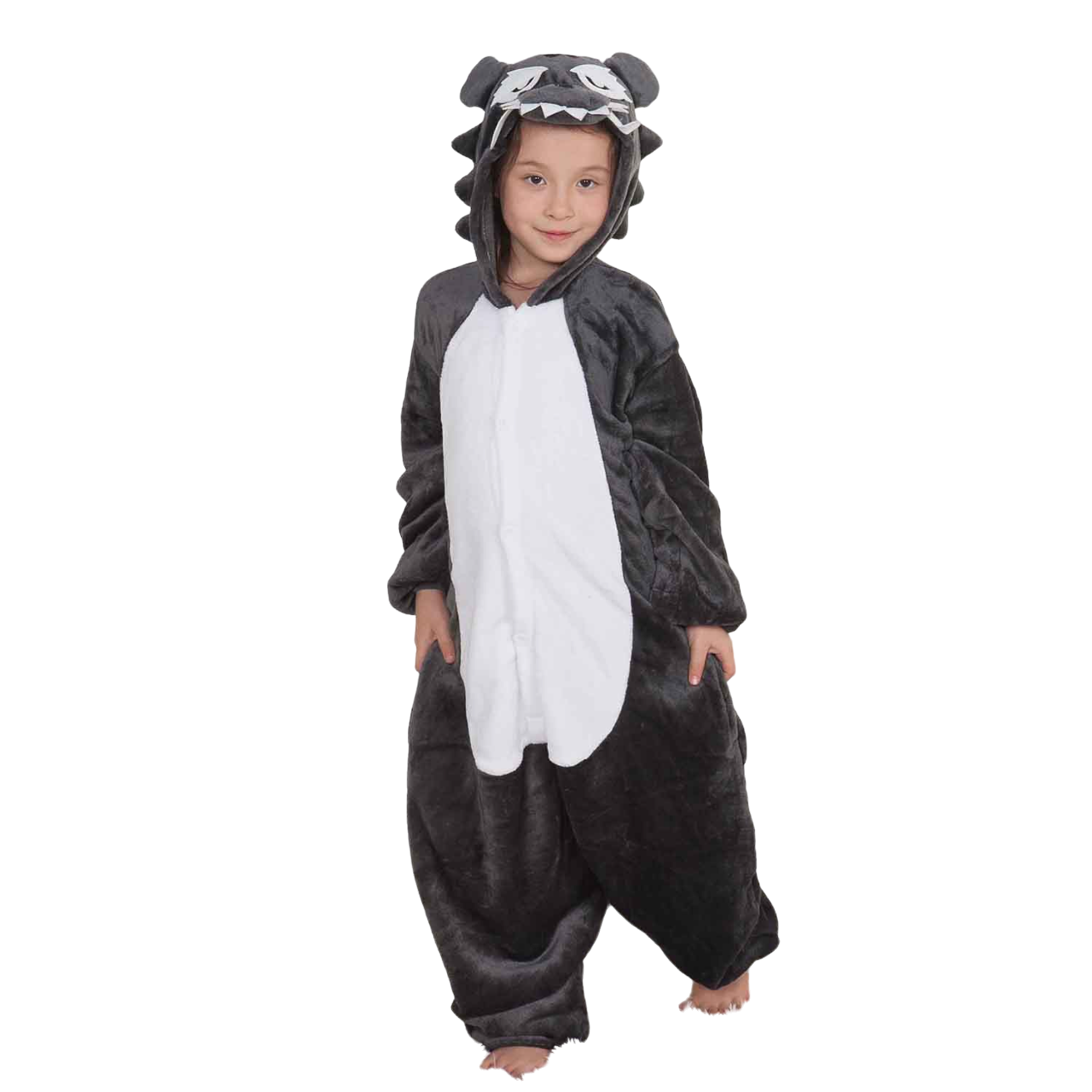 Toy Farm Unisex Animal Pyjamas - Grey Wolf Kids Onesie (Cosplay / Nightwear / Halloween / Carnival / Novelty Costume)