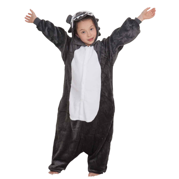 Toy Farm Unisex Animal Pyjamas - Grey Wolf Kids Onesie (Cosplay / Nightwear / Halloween / Carnival / Novelty Costume)