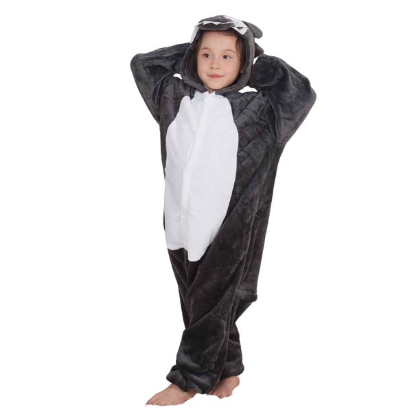 Toy Farm Unisex Animal Pyjamas - Grey Wolf Kids Onesie (Cosplay / Nightwear / Halloween / Carnival / Novelty Costume)