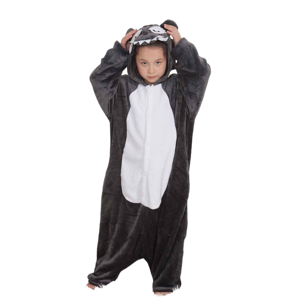 Toy Farm Unisex Animal Pyjamas - Grey Wolf Kids Onesie (Cosplay / Nightwear / Halloween / Carnival / Novelty Costume)