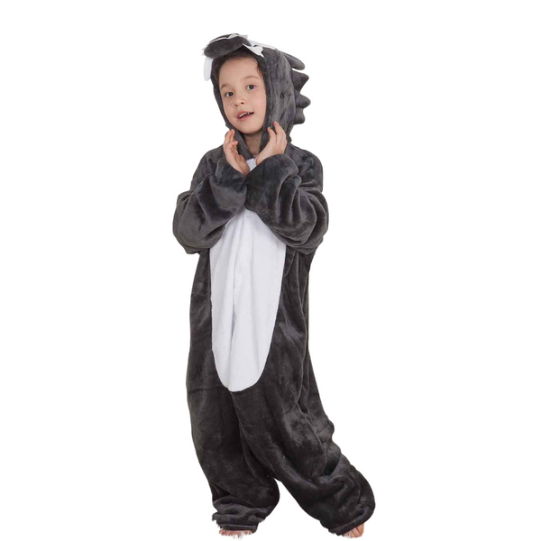 Toy Farm Unisex Animal Pyjamas - Grey Wolf Kids Onesie (Cosplay / Nightwear / Halloween / Carnival / Novelty Costume)