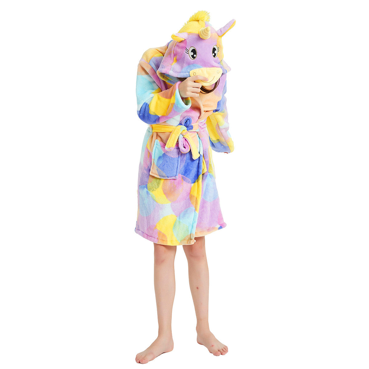 Toy Farm - Rainbow Circles Unicorn Kids Bathrobe