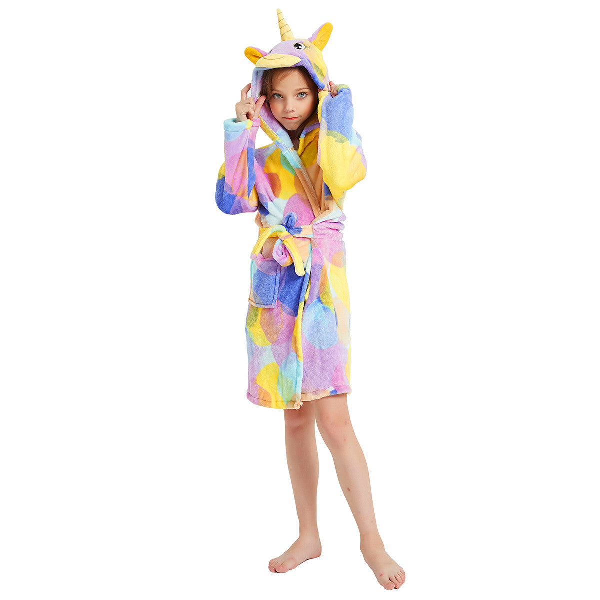 Toy Farm - Rainbow Circles Unicorn Kids Bathrobe