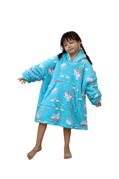 My Snuggy - Small Blue Unicorn Hoodie Blanket