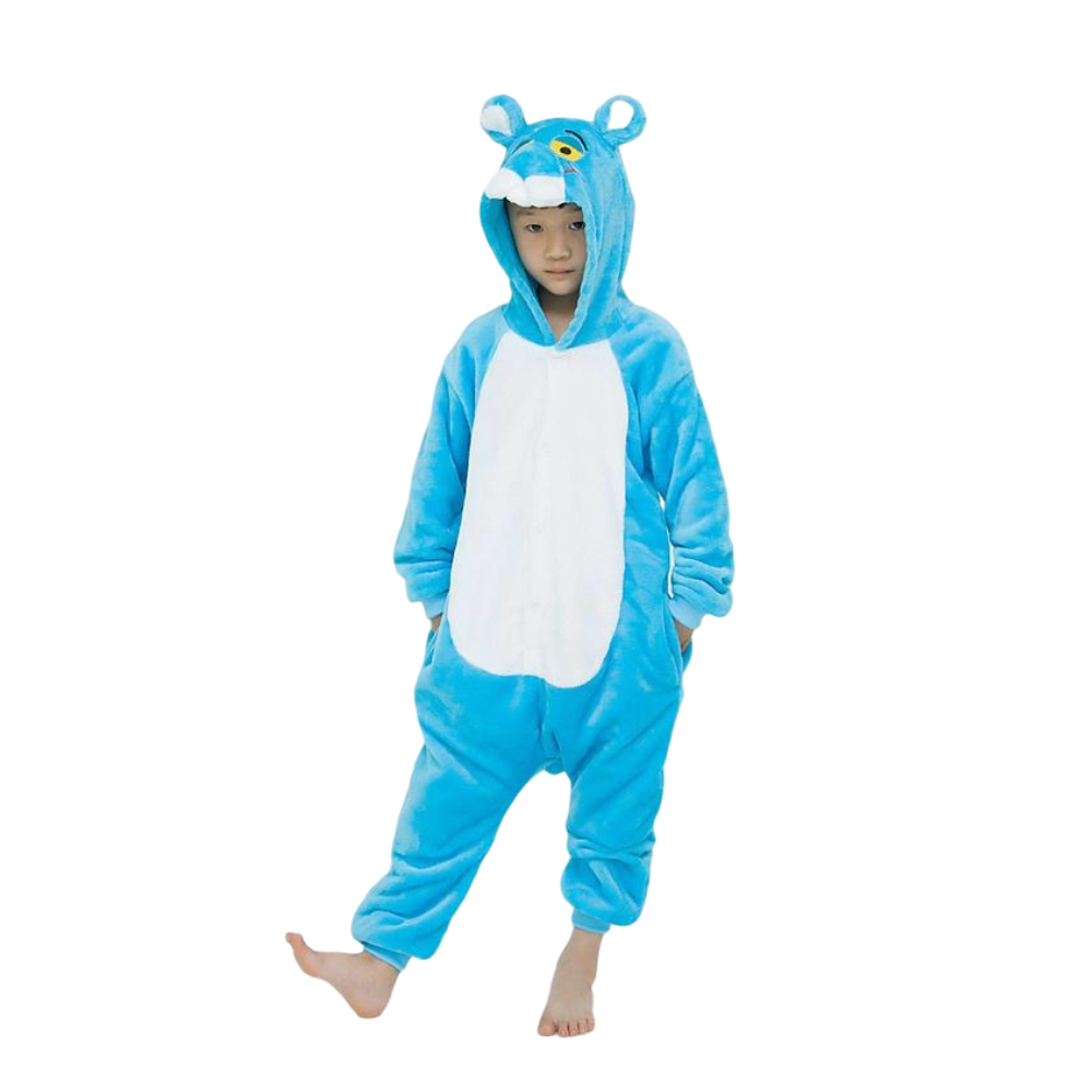 Toy Farm Unisex Animal Pyjamas - Blue Panther Kids Onesie (Cosplay / Nightwear / Halloween / Carnival / Novelty Costume)