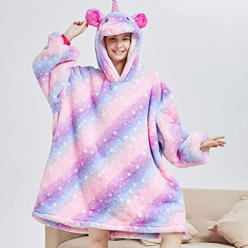 My Snuggy - Large Galaxy Stripes Unicorn Hoodie Blanket