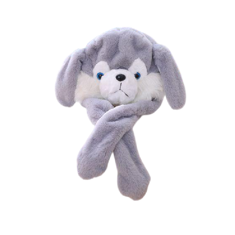 Cute Movable / Jumping / Dancing - Ear Grey Husky Dog Funny Hat With LED Light