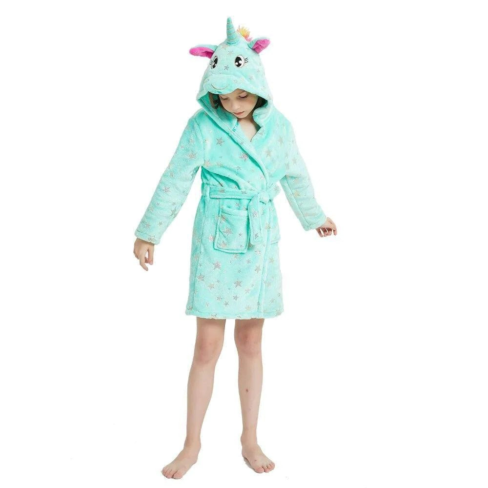 Toy Farm Dressing Gown - Mint Unicorn Kids Bathrobe