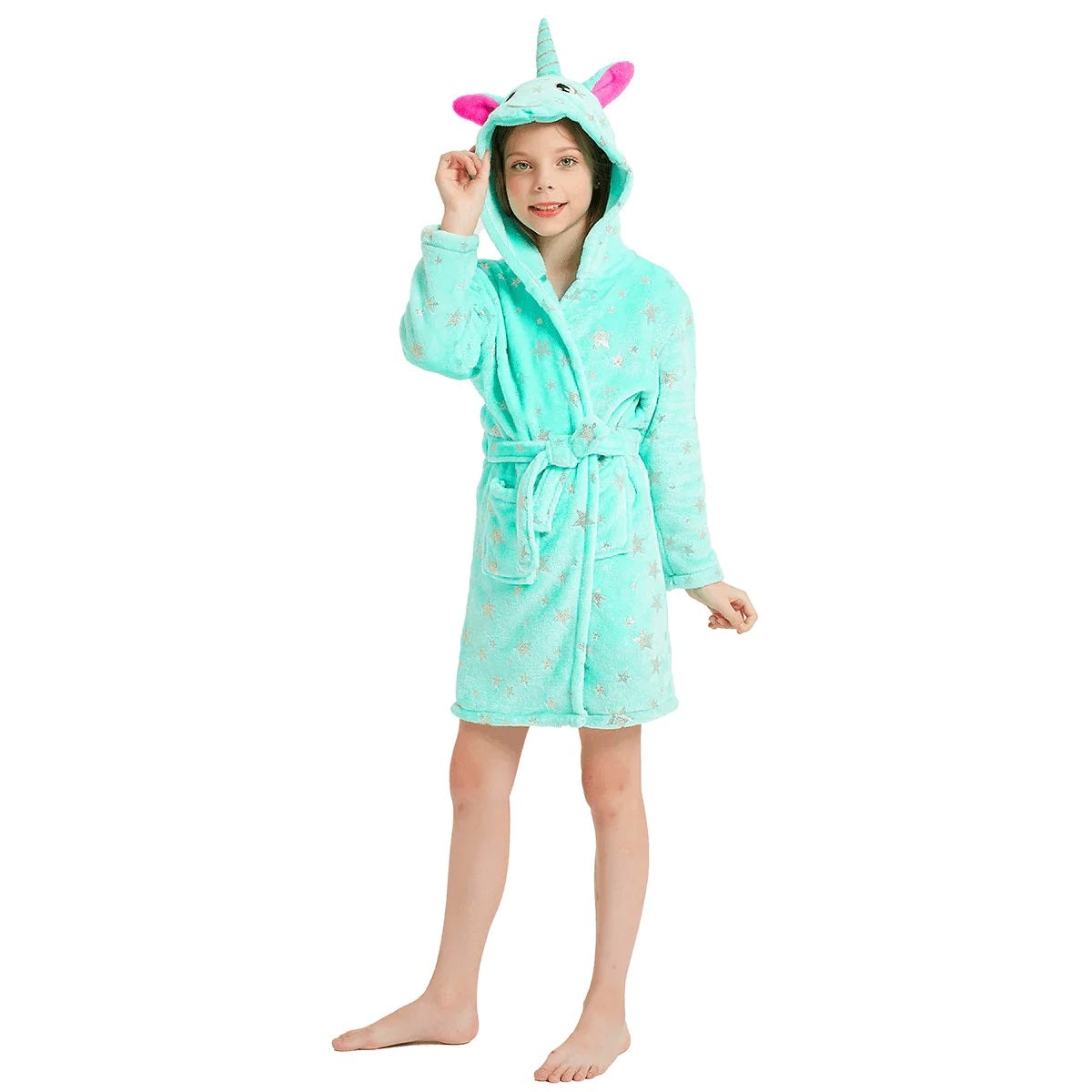 Toy Farm Dressing Gown - Mint Unicorn Kids Bathrobe