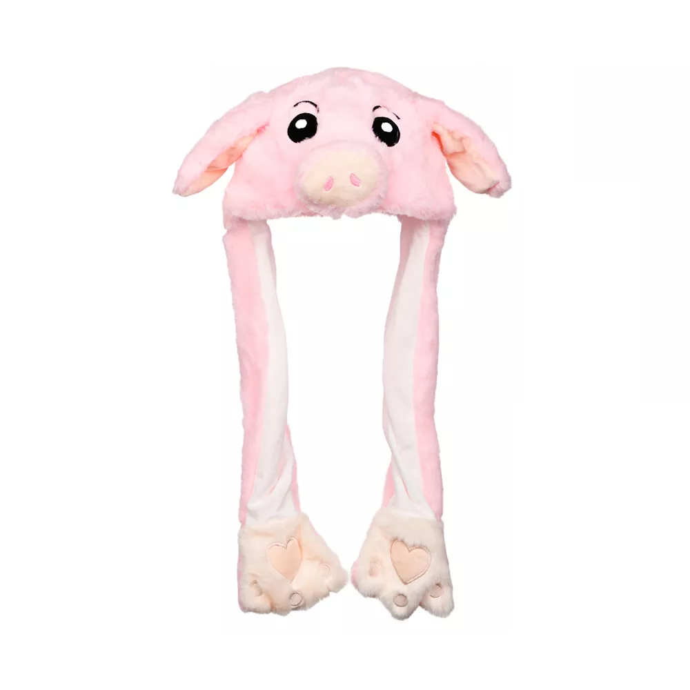 Cute Movable / Jumping / Dancing - Ear Pink Piggy Funny Hat With LED Light