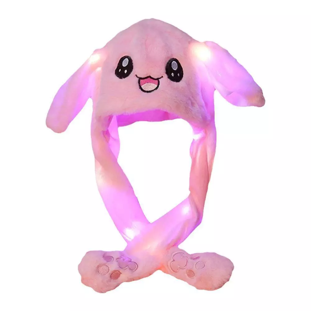 Bunny pop/ Cute Movable / Jumping / Dancing - Ear Pink Bunny Hat With LED Light