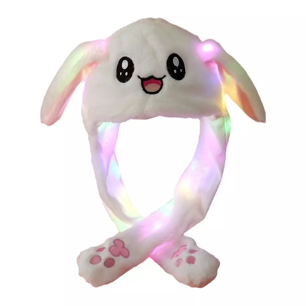 Bunny pop/ Cute movable / Jumping / Dancing - Ear White Bunny Funny Hat With LED Light