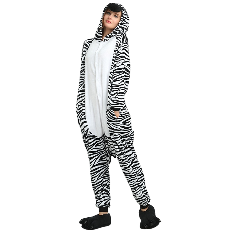 Toy Farm Unisex Animal Pyjamas - Zebra Adult Onesie (Cosplay / Nightwear / Halloween / Carnival / Novelty Costume)