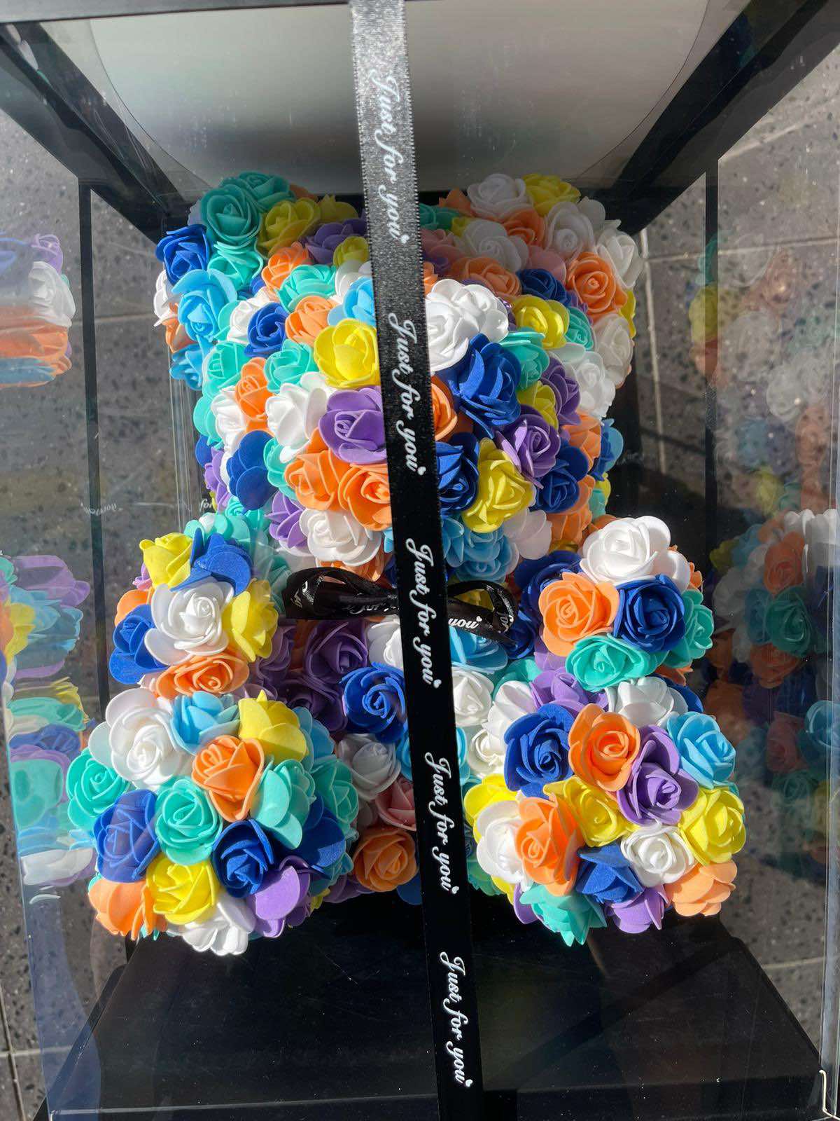 Gorgeous Cool Rainbow Rose Teddy Bear with LED Light and Gift Box - 40cm