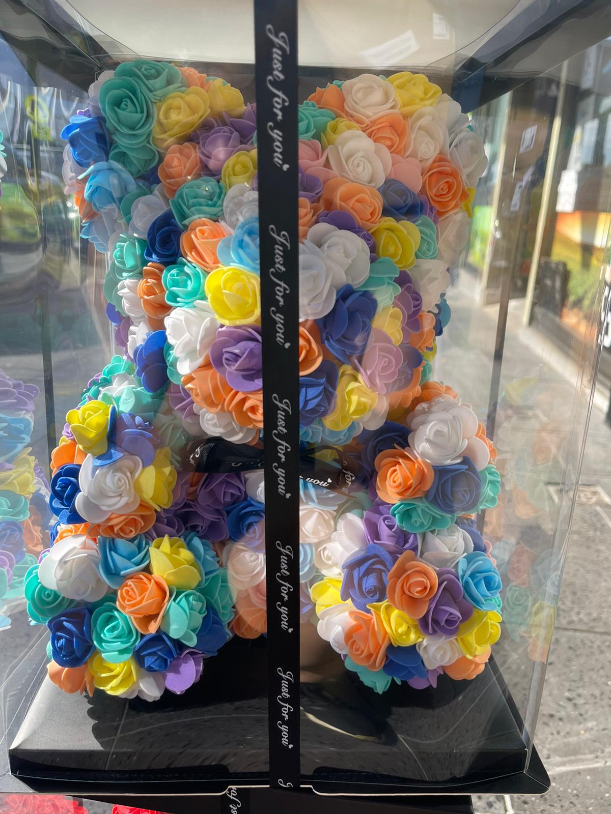 Gorgeous Cool Rainbow Rose Teddy Bear with LED Light and Gift Box - 40cm