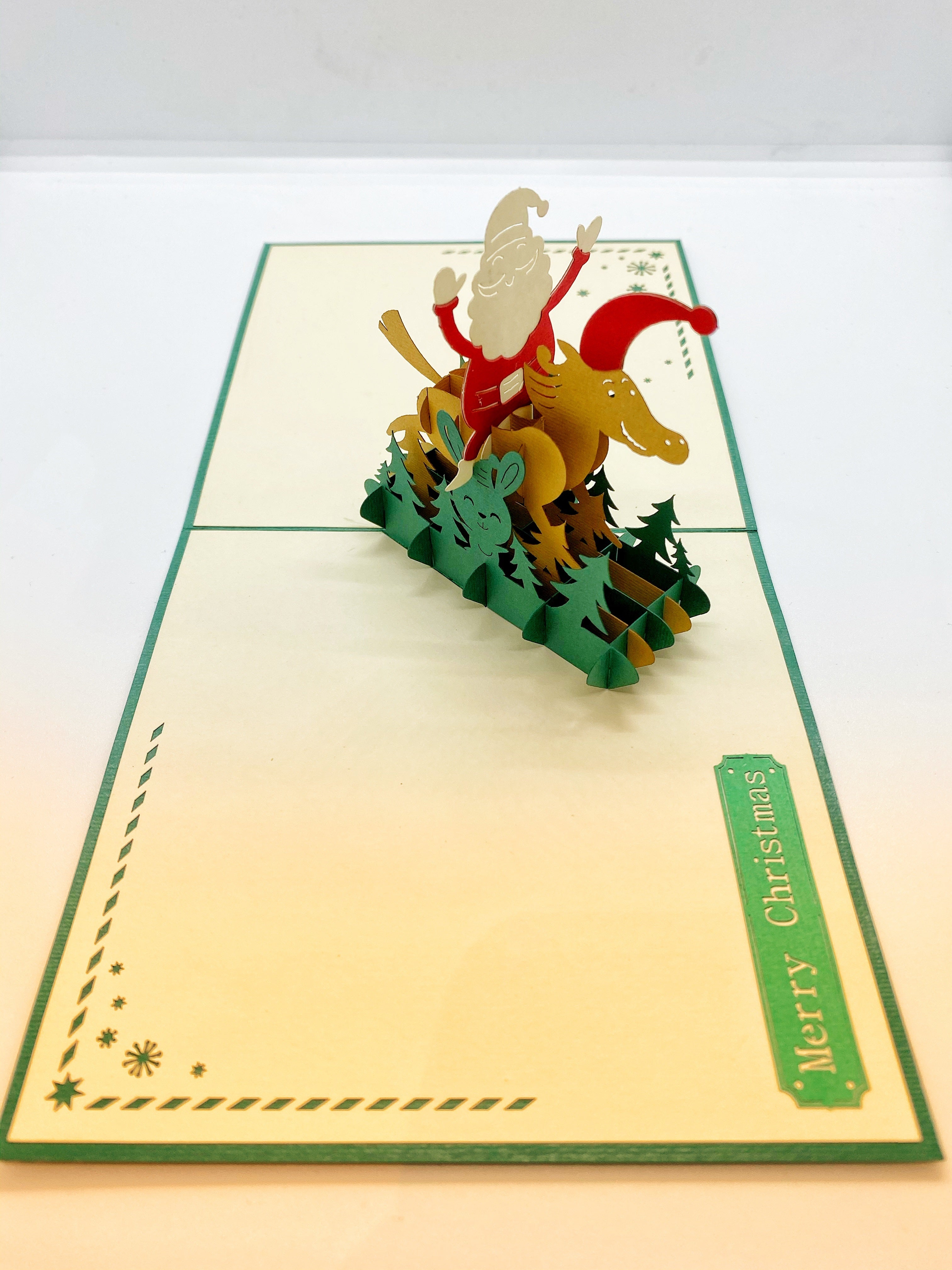 Pop-up Card _ Santa Claus Riding On His Reindeer