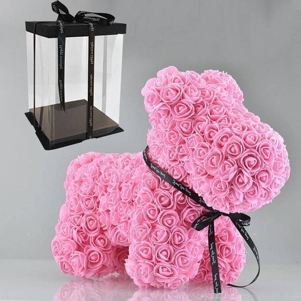 Gorgeous Pink Rose Puppy with LED Light and Gift Box - 40cm