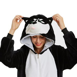 Onesie World Unisex Animal Pyjamas - Black Husky Dog Adult (Cosplay / Nightwear Halloween Carnival