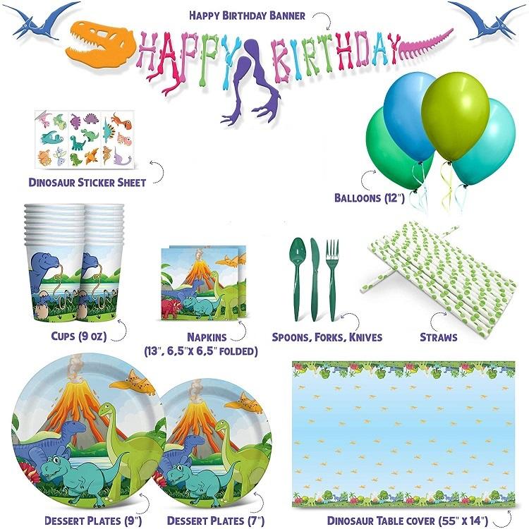 Dinosaur Theme Birthday Party Supplies Basic Package (#Type B)