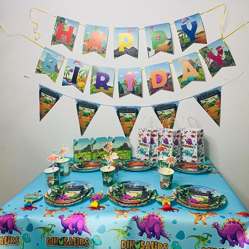 Dinosaur Theme Birthday Party Tableware Package (#Type B)