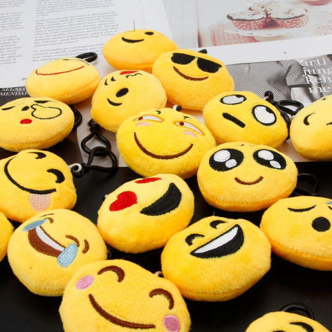 2 X Random Emoji Plush Key Chains Toys