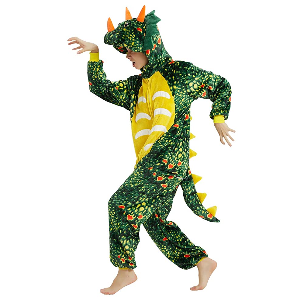Toy Farm Unisex Animal Pyjamas - Green Triceratops Dinosaur Adult Onesie (Cosplay / Nightwear / Halloween / Carnival / Novelty Costume)