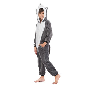Onesie World Unisex Animal Pyjamas - Grey Husky Dog Kids (Cosplay / Nightwear Halloween Carnival