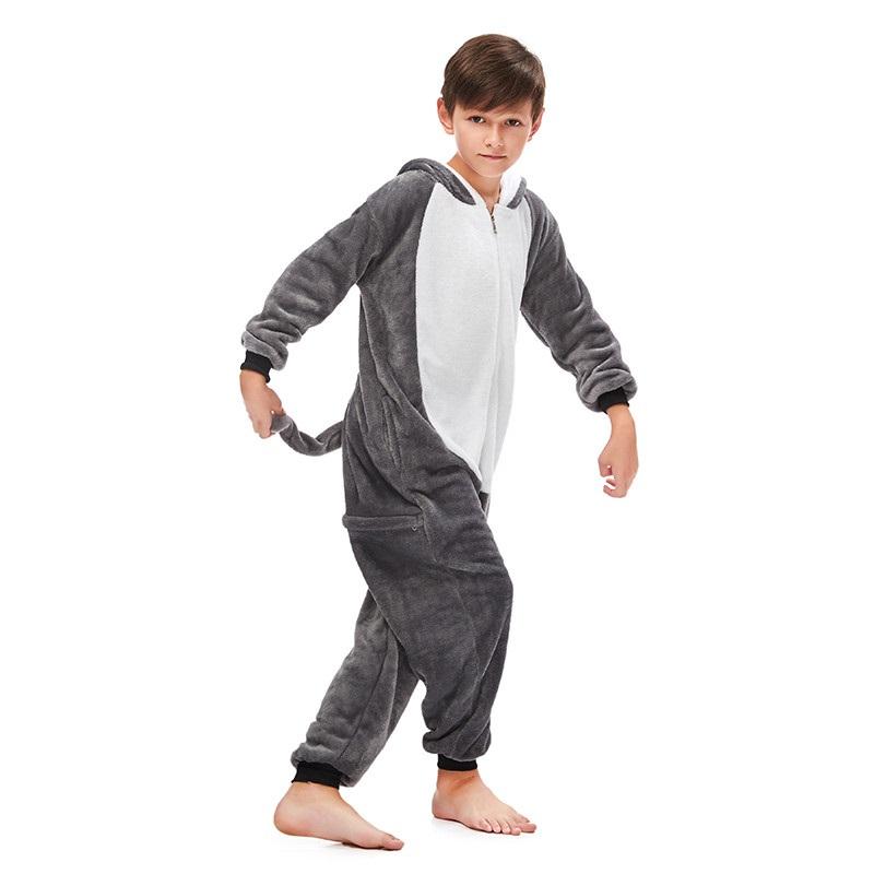 Onesie World Unisex Animal Pyjamas - Grey Husky Dog Kids (Cosplay / Nightwear Halloween Carnival