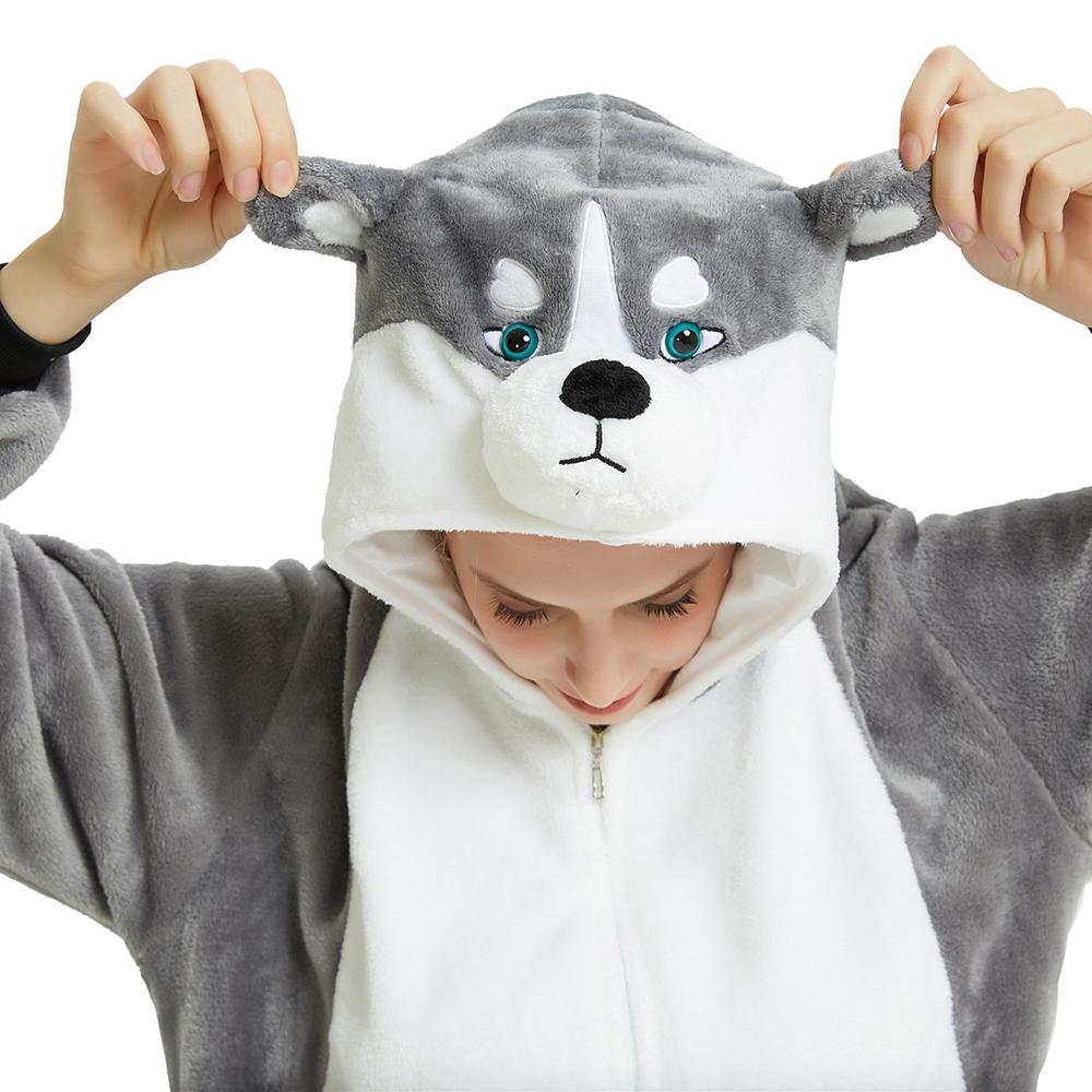 Onesie World Unisex Animal Pyjamas - Grey Husky Dog Adult (Cosplay / Nightwear Halloween Carnival