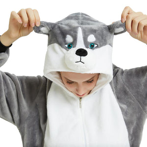 Onesie World Unisex Animal Pyjamas - Grey Husky Dog Adult (Cosplay / Nightwear Halloween Carnival