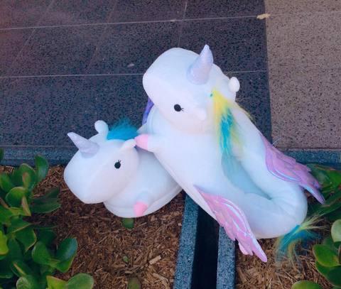 Winged Unicorn Slippers White - Size L Slippers