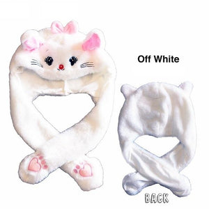 Cute Movable / Jumping Dancing - Ear White Kitty Cat Funny Hat With Led Light Animal Hats