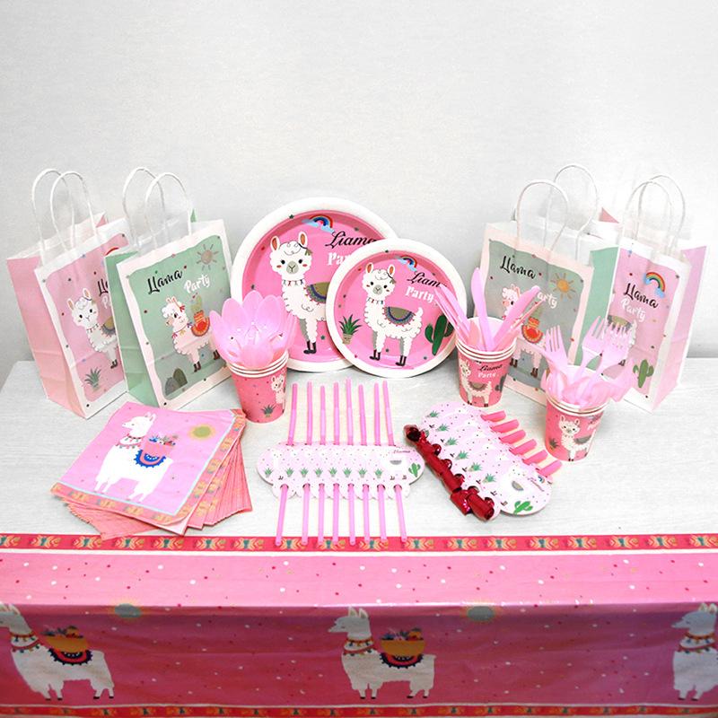 Llama Theme Birthday Party Cutlery Package (#Type C)