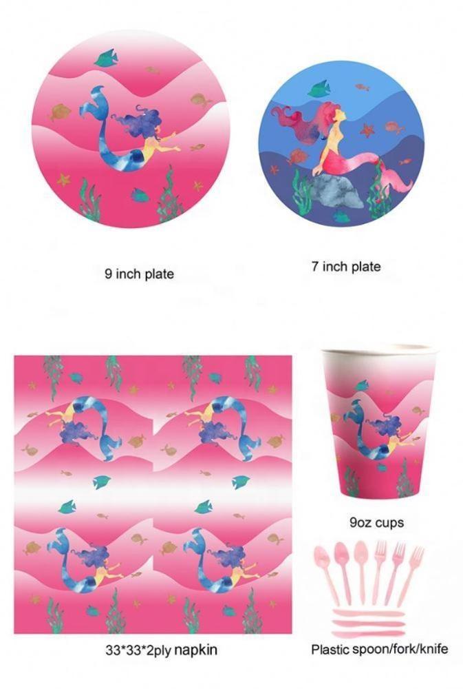 Mermaid Theme Birthday Party Cutlery Package (#Type A)