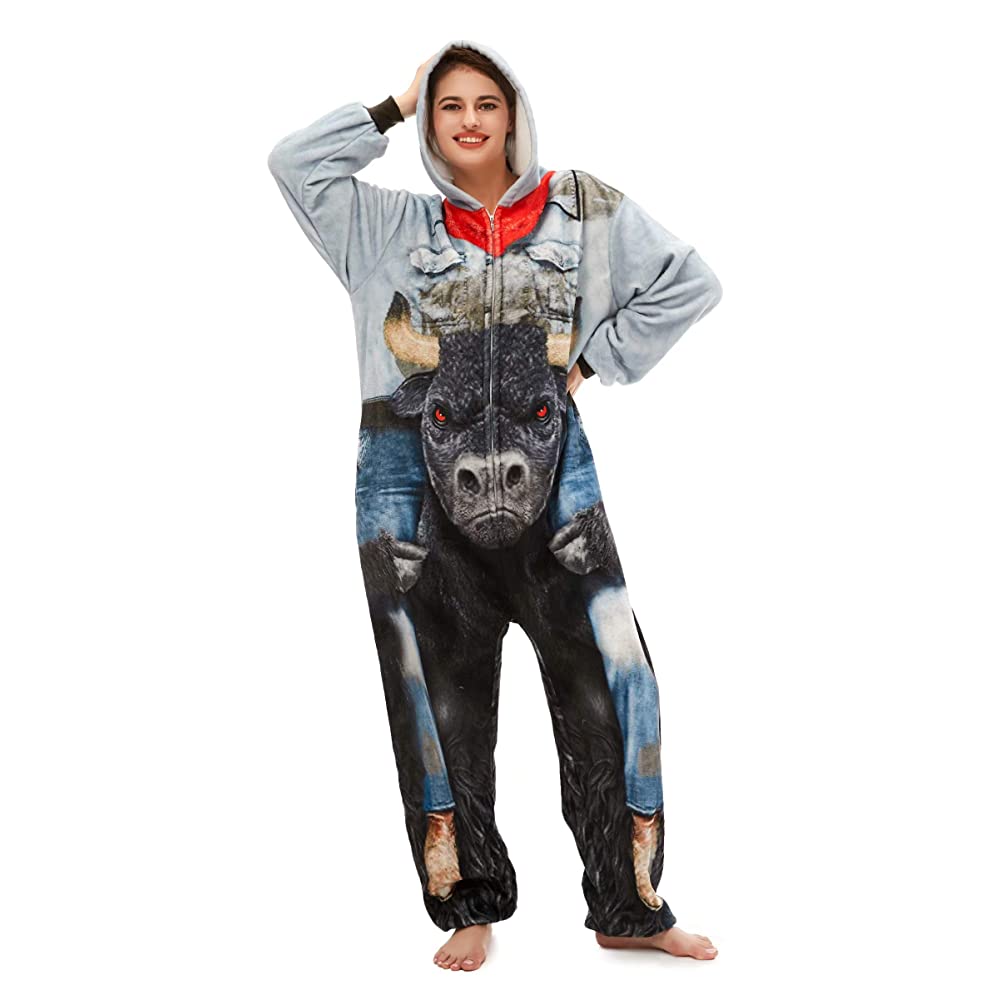 Toy Farm Unisex Animal Pyjamas - Minotaur Adult Onesie (Cosplay / Nightwear / Halloween / Carnival / Novelty Costume)