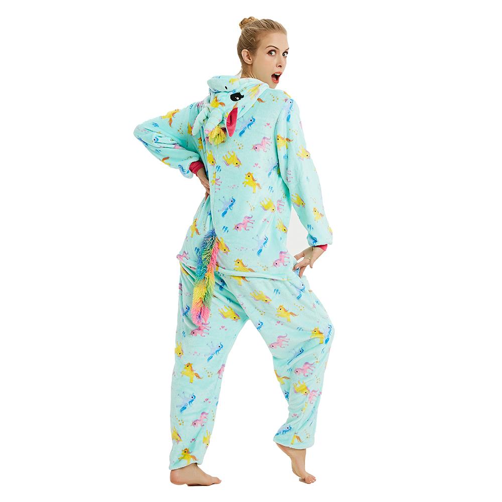 Onesie World Unisex Animal Pyjamas - Mint Unicorn (With Unicorns Pattern Print) Adult Onesies