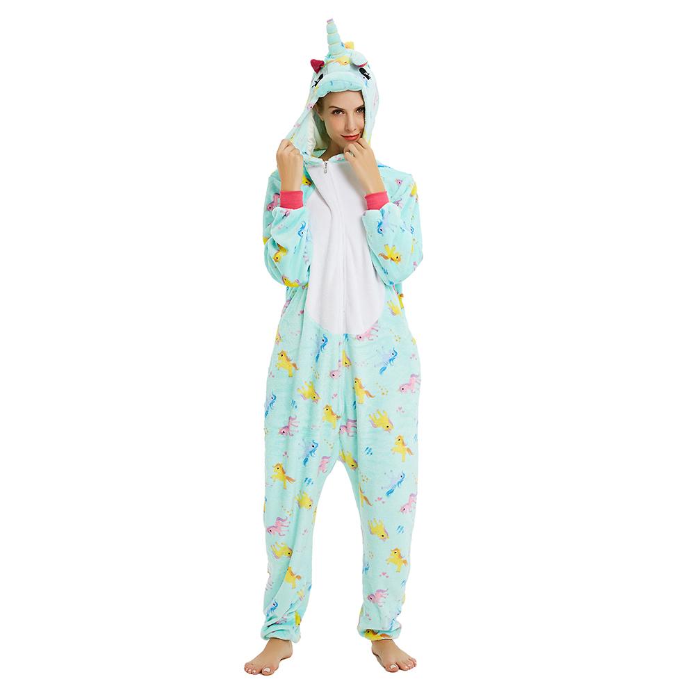Onesie World Unisex Animal Pyjamas - Mint Unicorn (With Unicorns Pattern Print) Adult Onesies