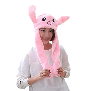 Bunny Pop/ Cute Movable / Jumping Dancing - Ear Pink Hat With Led Light Animal Hats