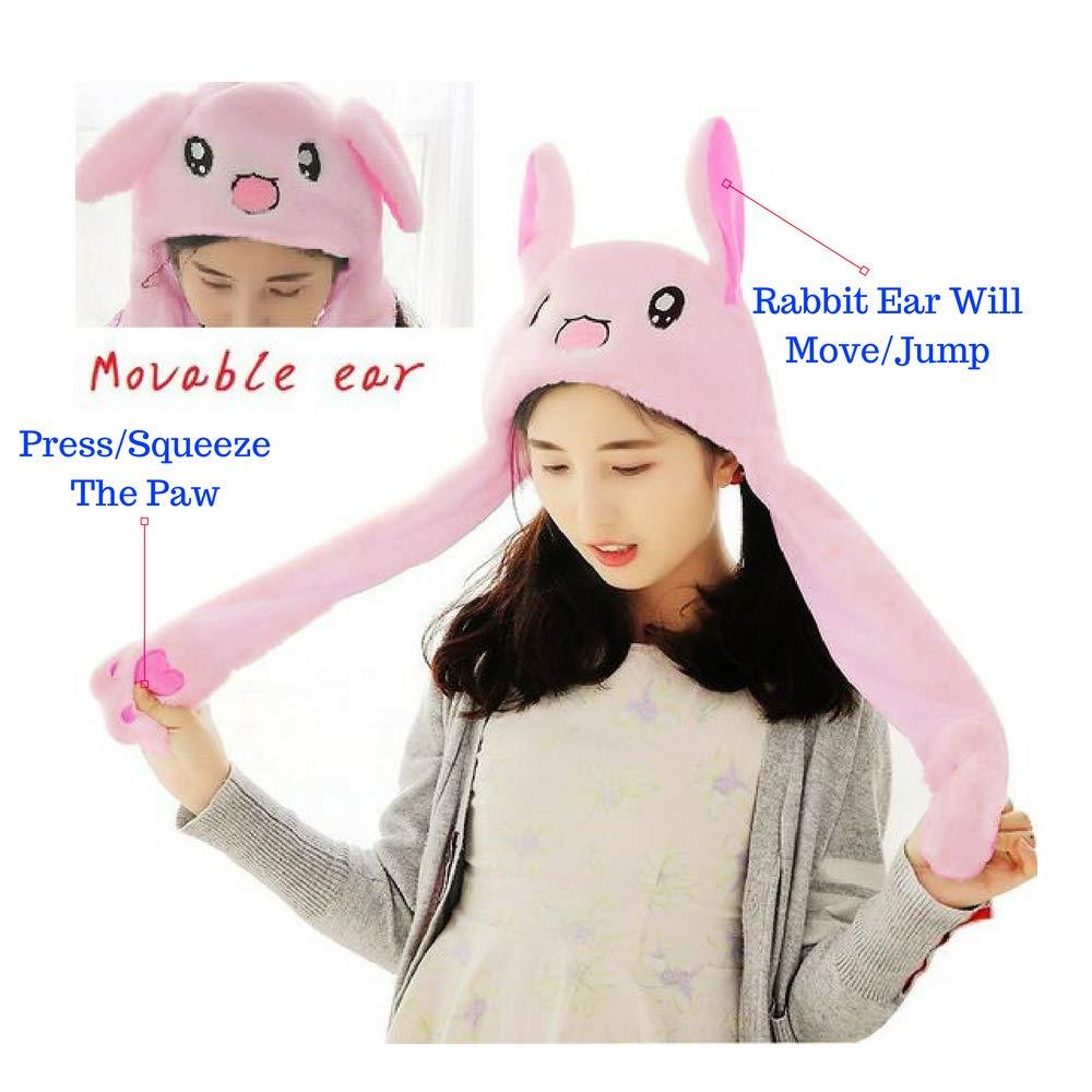 Bunny Pop/ Cute Movable / Jumping Dancing - Ear Pink Hat With Led Light Animal Hats
