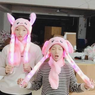 Bunny Pop/ Cute Movable / Jumping Dancing - Ear Pink Hat With Led Light Animal Hats