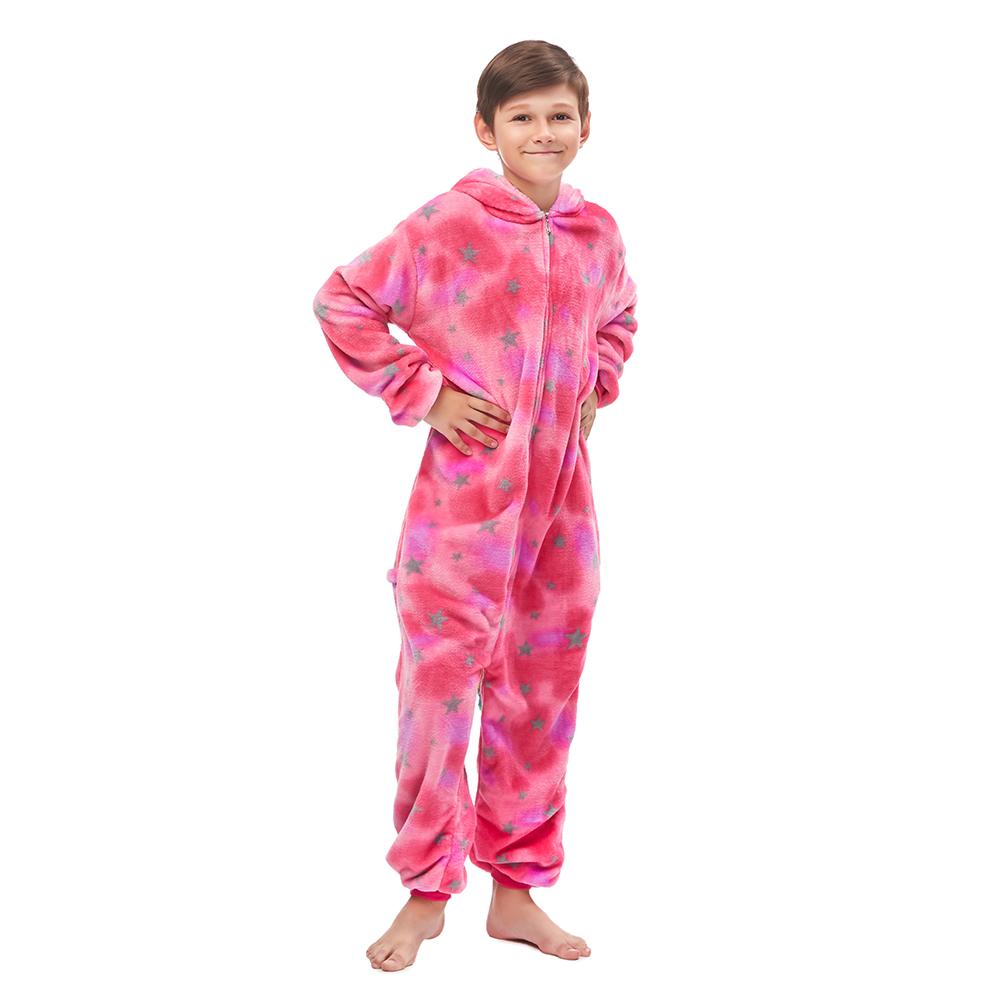 Onesie World Unisex Animal Pyjamas - Pink Star Sleeping Unicorn Kids (Cosplay / Nightwear Halloween