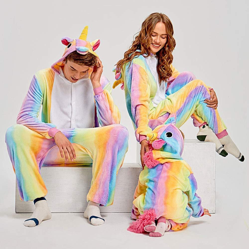 Onesie World Unisex Animal Pyjamas - Rainbow-Stripes Unicorn Adult (Cosplay / Nightwear Halloween