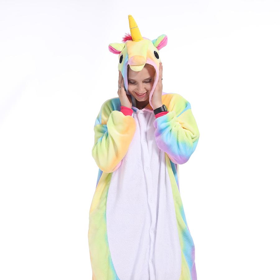 Onesie World Unisex Animal Pyjamas - Rainbow-Stripes Unicorn Adult (Cosplay / Nightwear Halloween