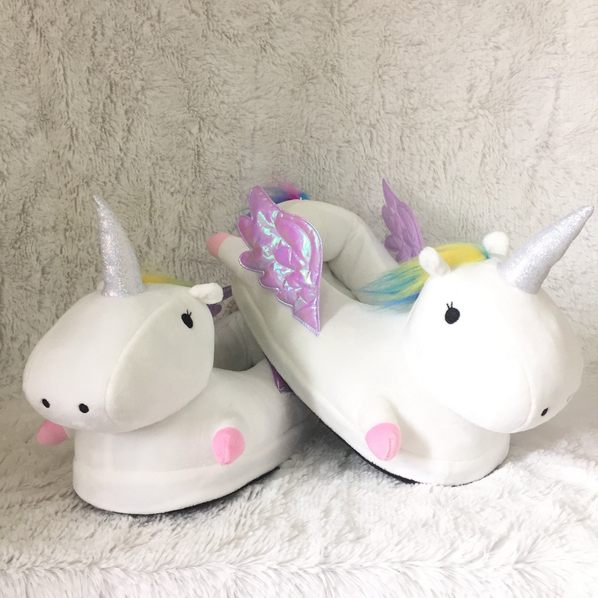 Winged Unicorn Slippers White - Size M Slippers