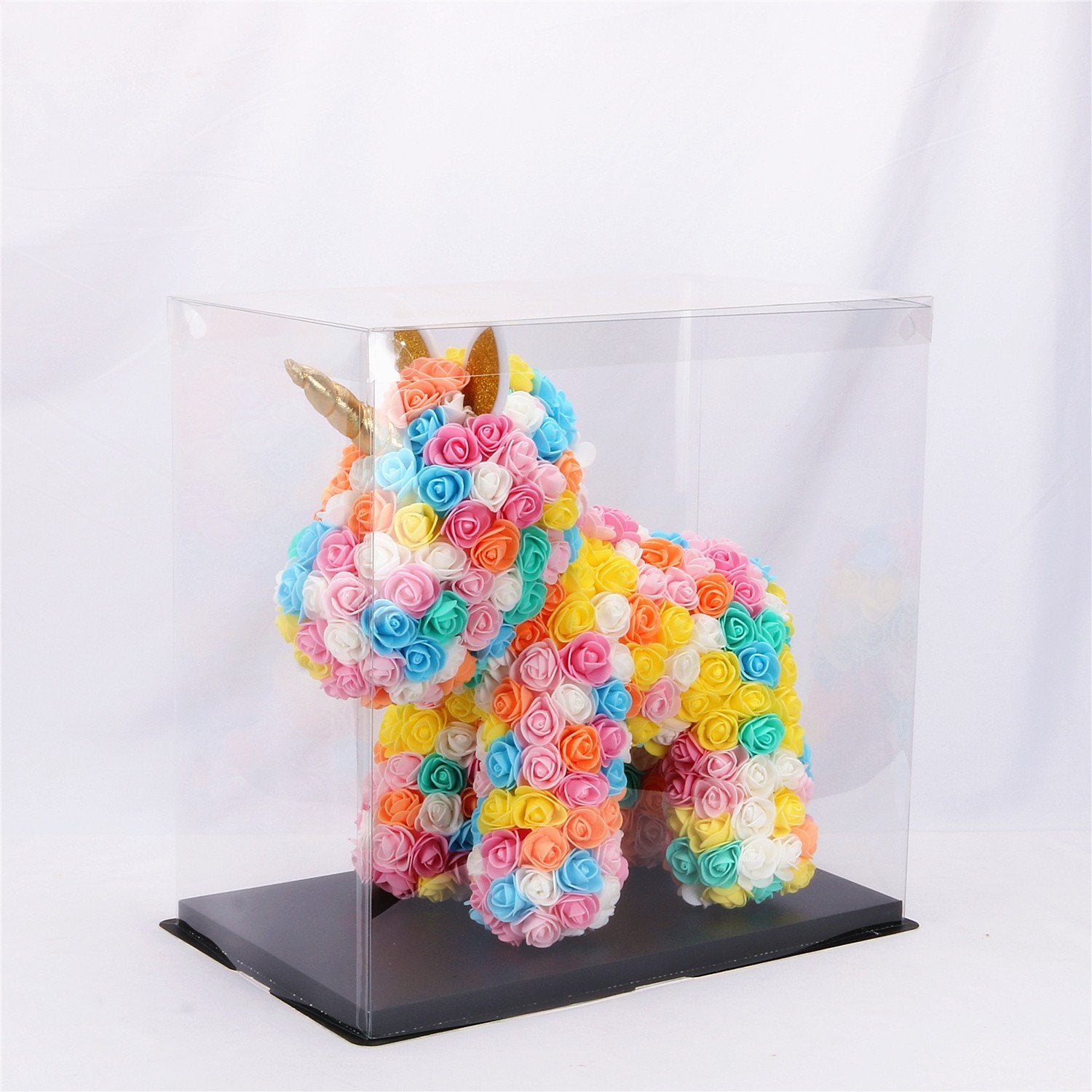 Gorgeous Rainbow Rose Unicorn with LED Light and Gift Box - 40cm