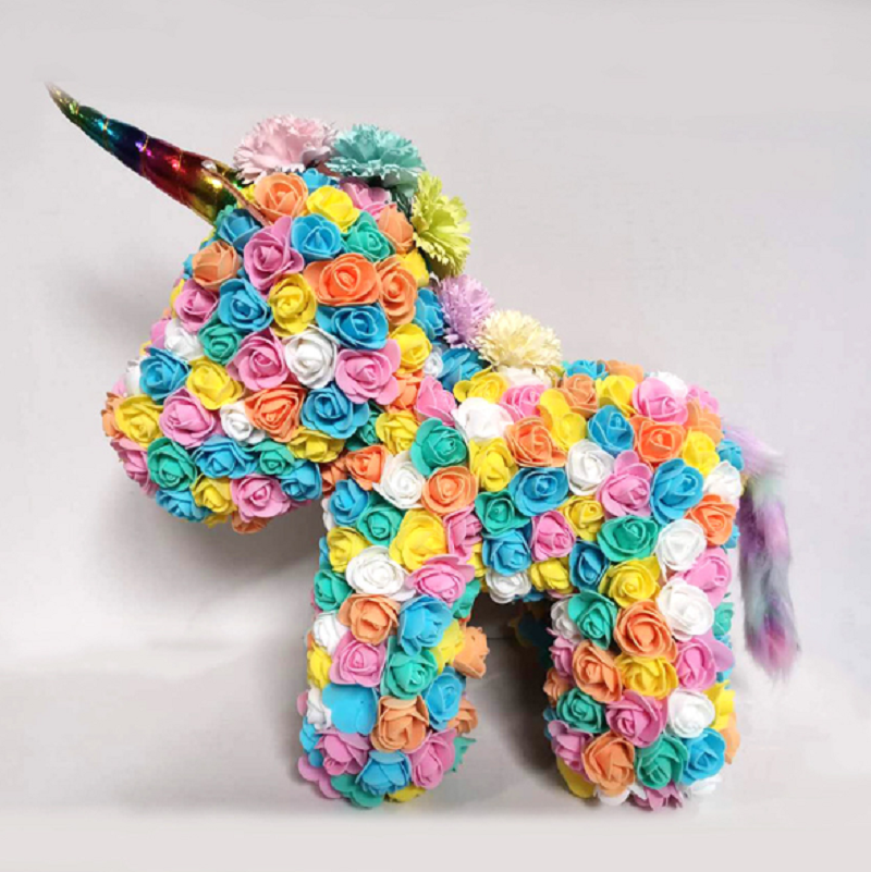 Gorgeous Rainbow Rose Unicorn with LED Light and Gift Box - 40cm