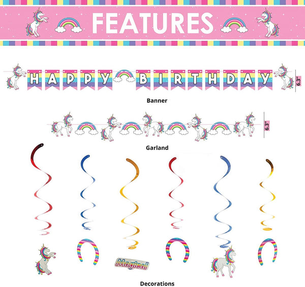 Unicorn Theme Birthday Party Supplies Basic Package (#Type A)