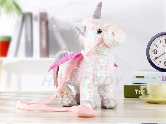 Magic Walking And Singing Unicorn Sequin White Toys