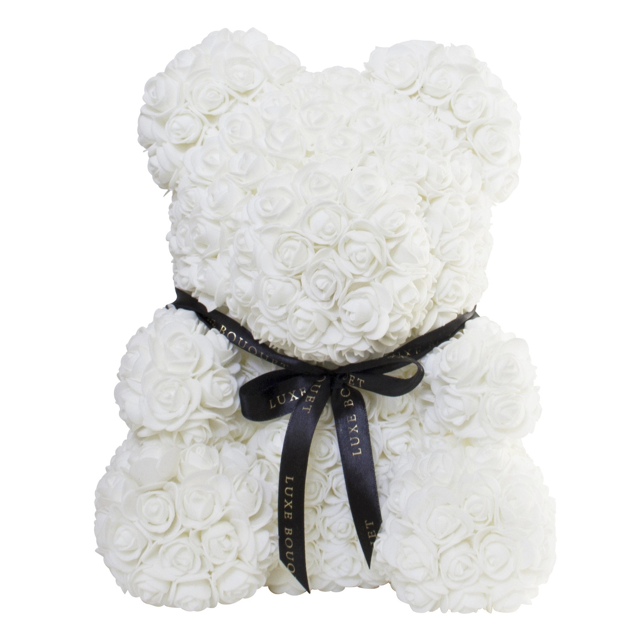 Gorgeous White Rose Teddy Bear with Gift Box - 25cm