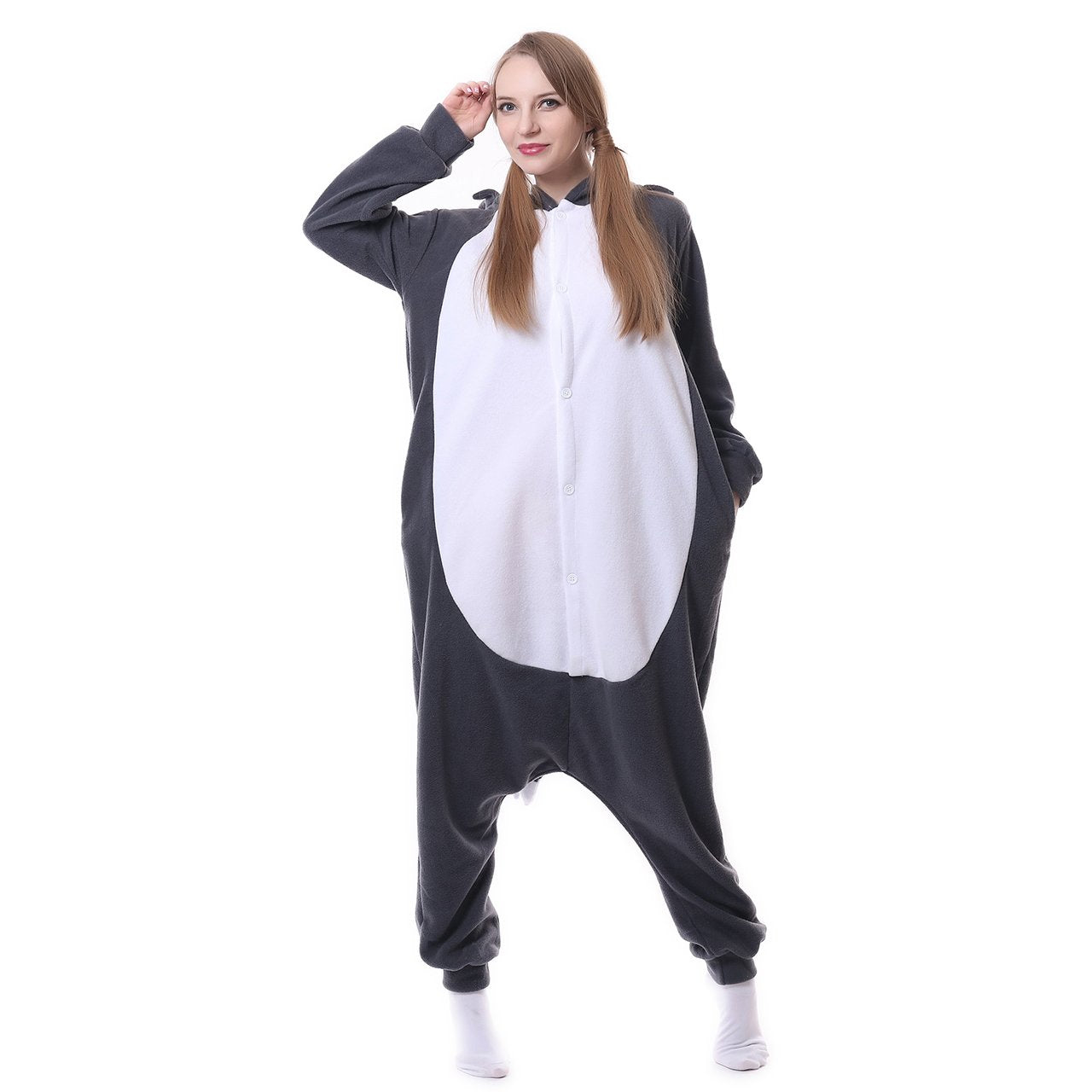 Onesie World Unisex Animal Pyjamas - Grey Wolf Adult (Cosplay / Nightwear Halloween Carnival Novelty